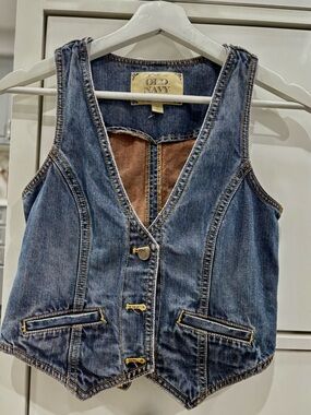 Old Navy Blue Denim Vest with V-Neck